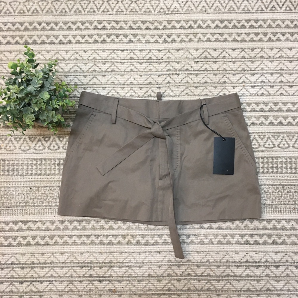 DSQUARED cotton mini skirt khaki with tie